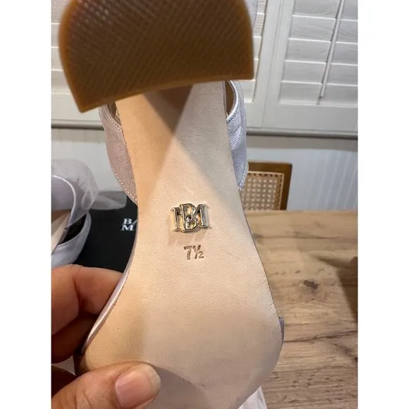 Badgley Mischka Kim Ankle Strap Sandal Heels Lavender Satin 7.5 NIB Tulle Bows