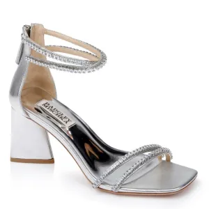Badgley Mischka Lillie Crystal DualStrapped Block Heels Size 8.5 New