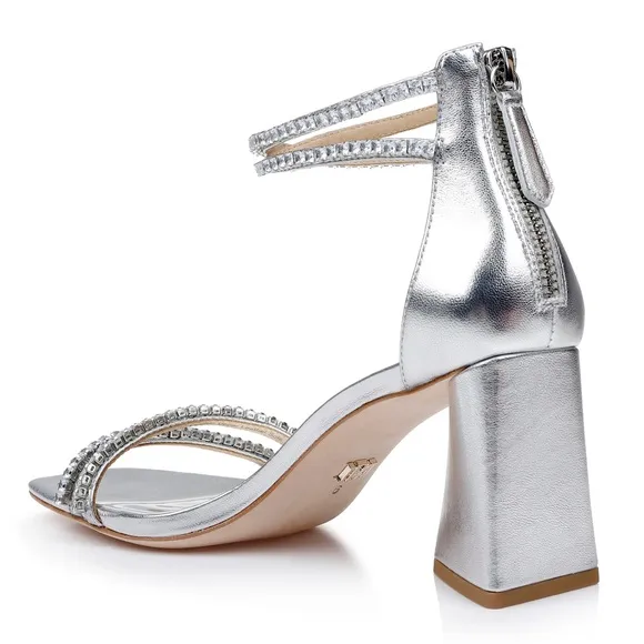 Badgley Mischka Lillie Crystal DualStrapped Block Heels Size 8.5 New