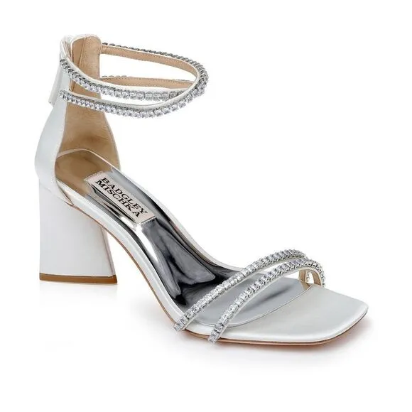 Badgley Mischka - Lillie Crystal Dual-Strapped Block Heels