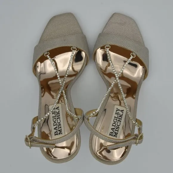 Badgley Mischka Neville Dramatic Stiletto Heels, Champagne, Women's Size 5