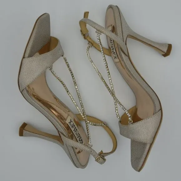 Badgley Mischka Neville Dramatic Stiletto Heels, Champagne, Women's Size 5