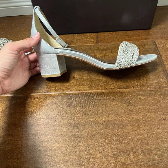 Badgley Mischka Silver Crystal Embellished Heels