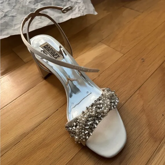 Badgley Mischka Soft White Clara Sandal Embellished Heels