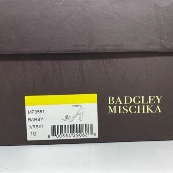 Badgley Mischka Women's Barby Ivory Satin Embellished Heels Size 10