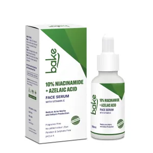 BAKE 10% Niacinamide   Azelaic Acid Face Serum for Acne Marks, Dark Spots & Open Pores | Reduces Active Acne, Blemishes | 30ml