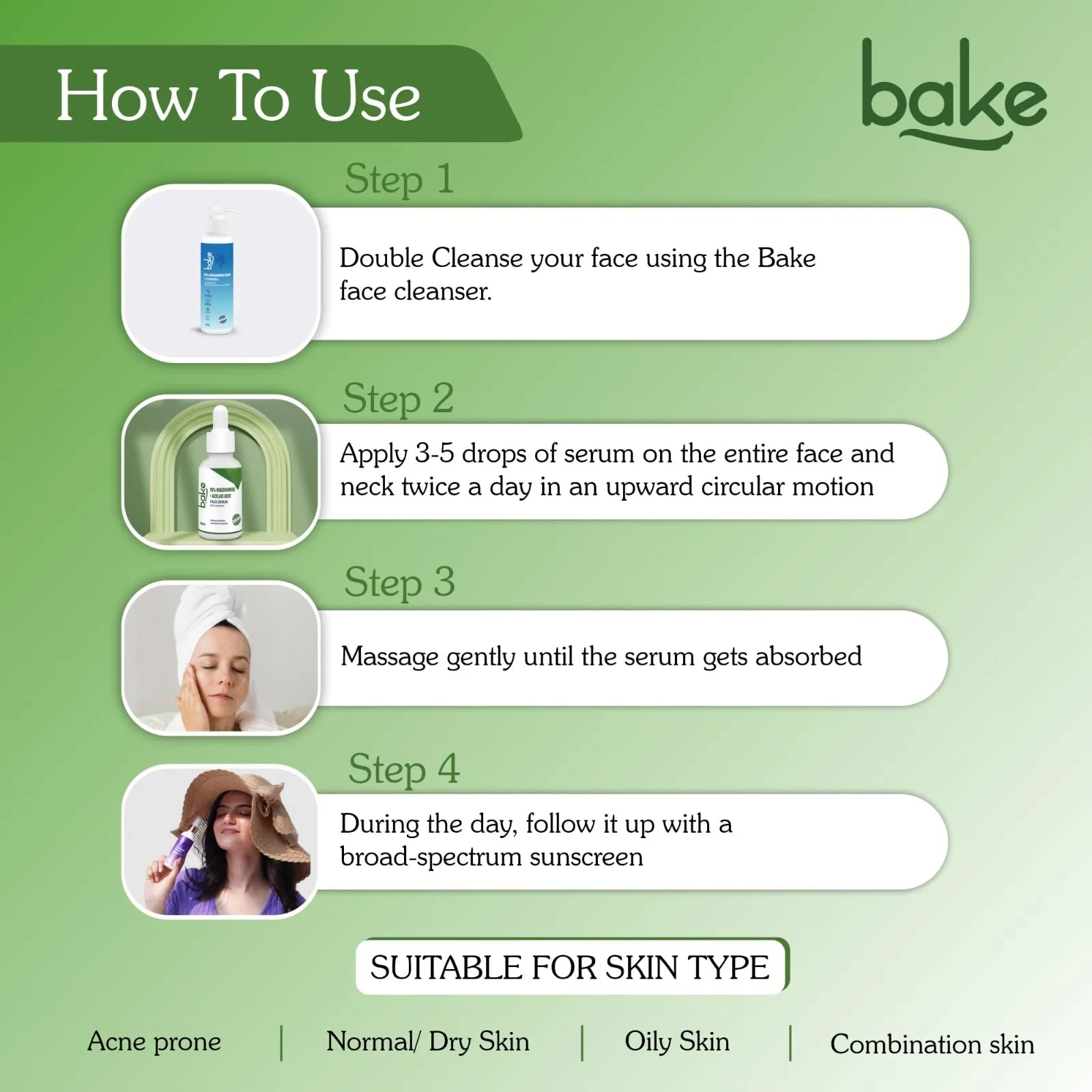 BAKE 10% Niacinamide   Azelaic Acid Face Serum for Acne Marks, Dark Spots & Open Pores | Reduces Active Acne, Blemishes | 30ml