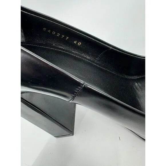 Balenciaga Wavlo Black Block Heels Patinated Leather Pumps Almond Toe Size 40