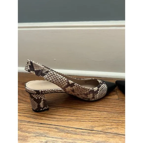 Banana Republic Snake Print Slingback Low Block Heels Womens Size 10 NWOT