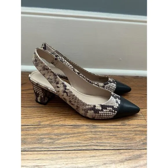 Banana Republic Snake Print Slingback Low Block Heels Womens Size 10 NWOT