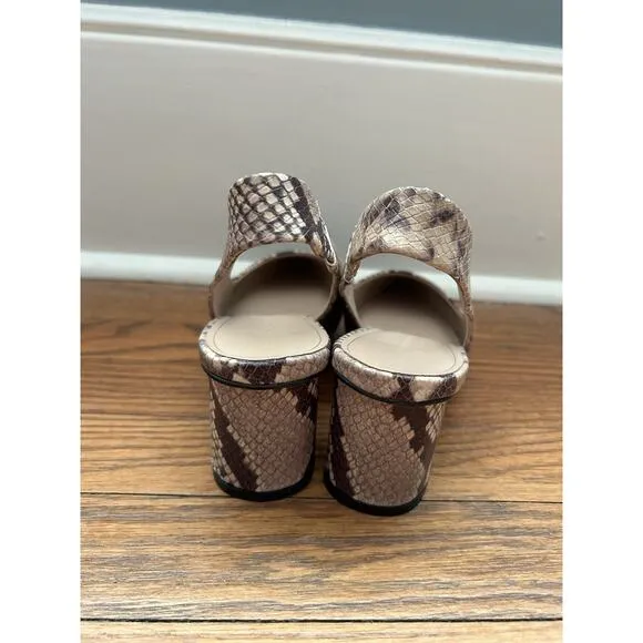 Banana Republic Snake Print Slingback Low Block Heels Womens Size 10 NWOT