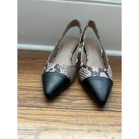 Banana Republic Snake Print Slingback Low Block Heels Womens Size 10 NWOT
