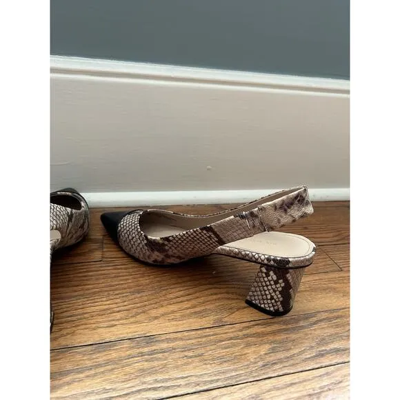Banana Republic Snake Print Slingback Low Block Heels Womens Size 10 NWOT