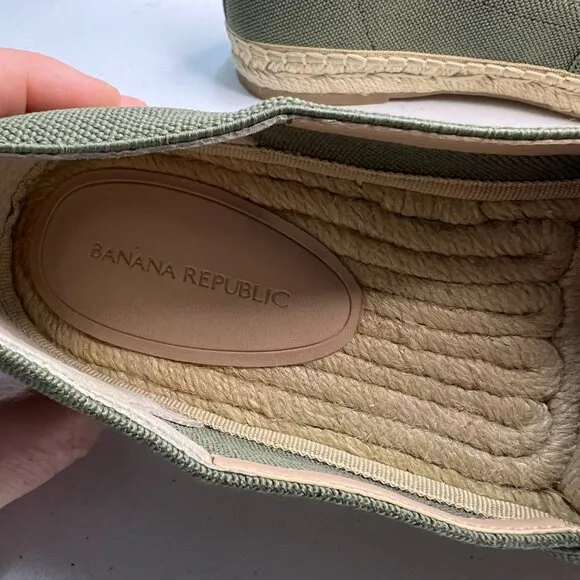 Banana Republic Sustainable ES Canvas Espadrille Olive Slip On Women Size 7.5