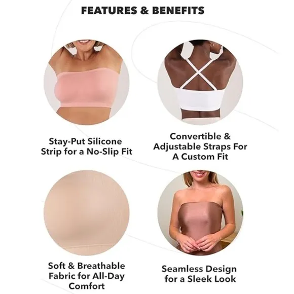 Bandeau Top Convertible Straps Bra for Plus Size Women