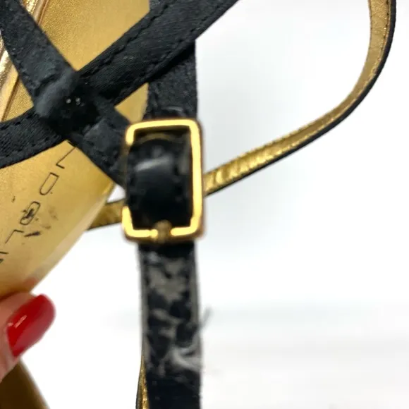 Bandolino Black &amp; Gold Open Toe Heels