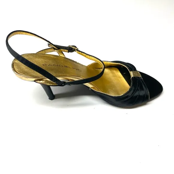 Bandolino Black &amp; Gold Open Toe Heels