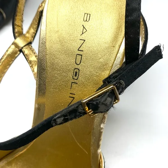 Bandolino Black &amp; Gold Open Toe Heels