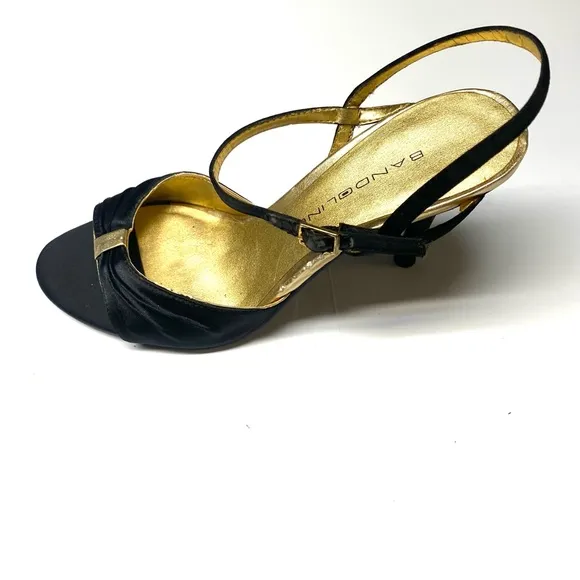 Bandolino Black &amp; Gold Open Toe Heels