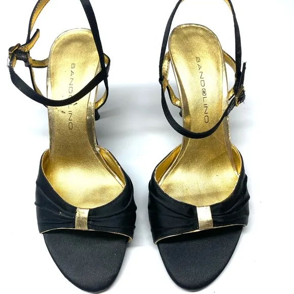 Bandolino Black &amp; Gold Open Toe Heels