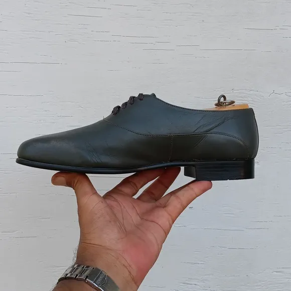 BARCLAY MEN'S VINTAGE GREY LEATHER OXFORDS #23010 (USA)
