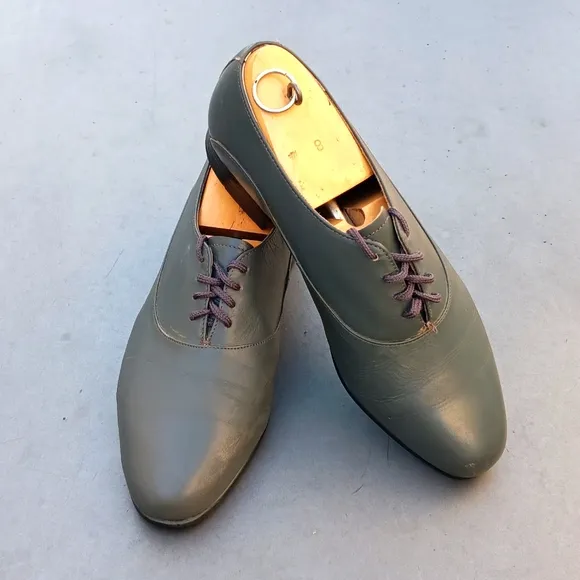 BARCLAY MEN'S VINTAGE GREY LEATHER OXFORDS #23010 (USA)