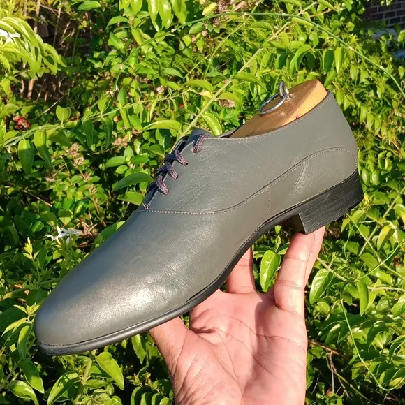 BARCLAY MEN'S VINTAGE GREY LEATHER OXFORDS #23010 (USA)