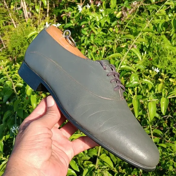 BARCLAY MEN'S VINTAGE GREY LEATHER OXFORDS #23010 (USA)