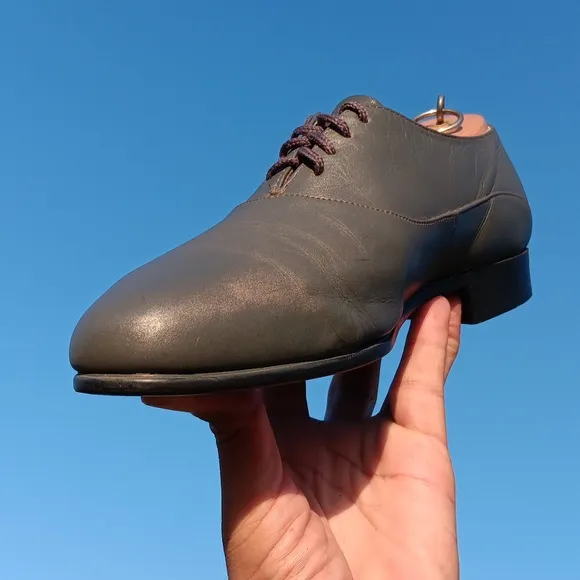 BARCLAY MEN'S VINTAGE GREY LEATHER OXFORDS #23010 (USA)