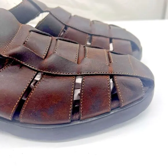Bass Men's Brown Leather Fishermen Sandals Jakson 3Q33 Size 10 M Comfort Shoes