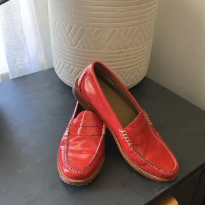 BASS Weejuns Patent Leather Lipstick Red Penny Loafer. Size 7