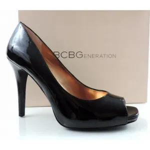 BCBG BCBGeneration DION Dress Open Toe High Heel Pumps Black Patent Size 10