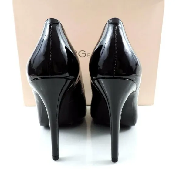BCBG BCBGeneration DION Dress Open Toe High Heel Pumps Black Patent Size 10