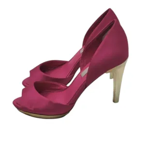 BCBG MaxAzria Hot Pink Satin peep toe pumps sz 5.5