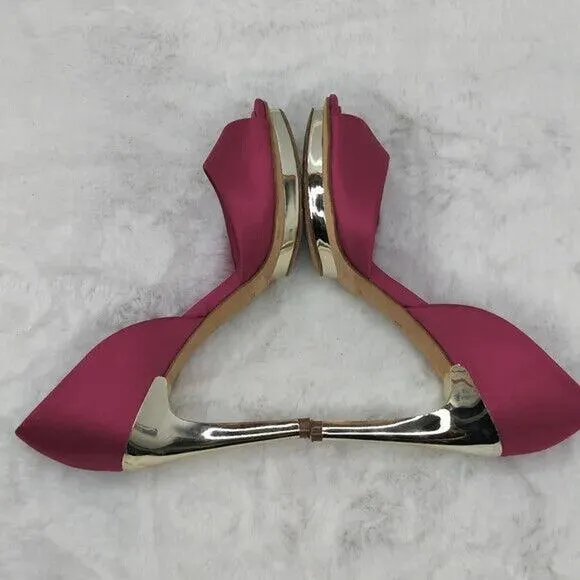 BCBG MaxAzria Hot Pink Satin peep toe pumps sz 5.5