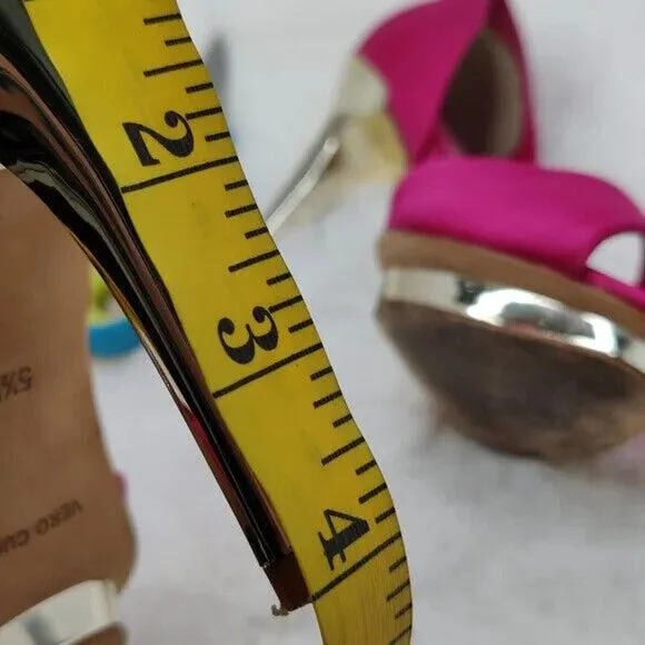 BCBG MaxAzria Hot Pink Satin peep toe pumps sz 5.5