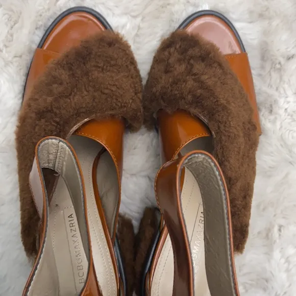 BCBGMAXAZARIA Faux Fur Heels Size 9