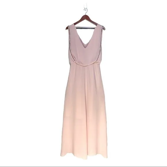BCBGMaxazria Marlynn Dusty Pink V-Neck Sleeveless Embellished Maxi Dress NWT