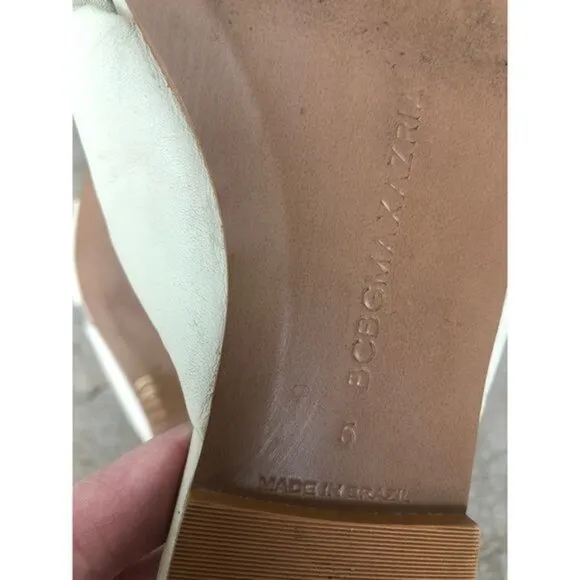 BCBGMAXAZRIA Women's Tinsley Knotted beige Leather Slides size 5