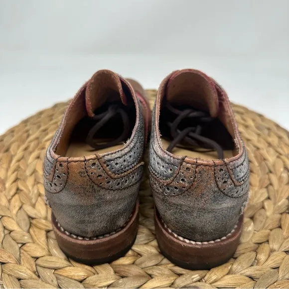 Bed Stu Lita Black and Rose Leather Wingtip Oxfords Size 6.5 Women's