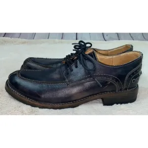 BED STU Lita K II Oxford Wingtips Black Driftwood Vintage Leather Size 9