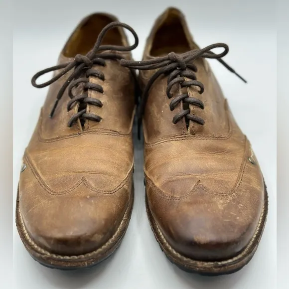 Bed Stu Women's Cobbler Lita Brown Leather Wingtips Oxfords Distressed Lace Up 9