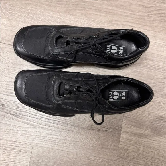 BED|STU Black Leather Oxfords Sleek Design