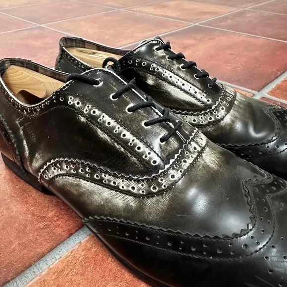 BedStu Black Leather Wingtip Brogue Oxford Shoes Size US 11