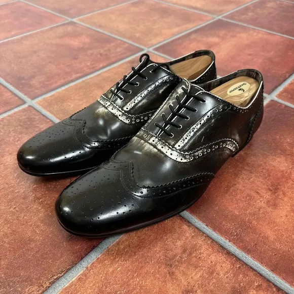 BedStu Black Leather Wingtip Brogue Oxford Shoes Size US 11