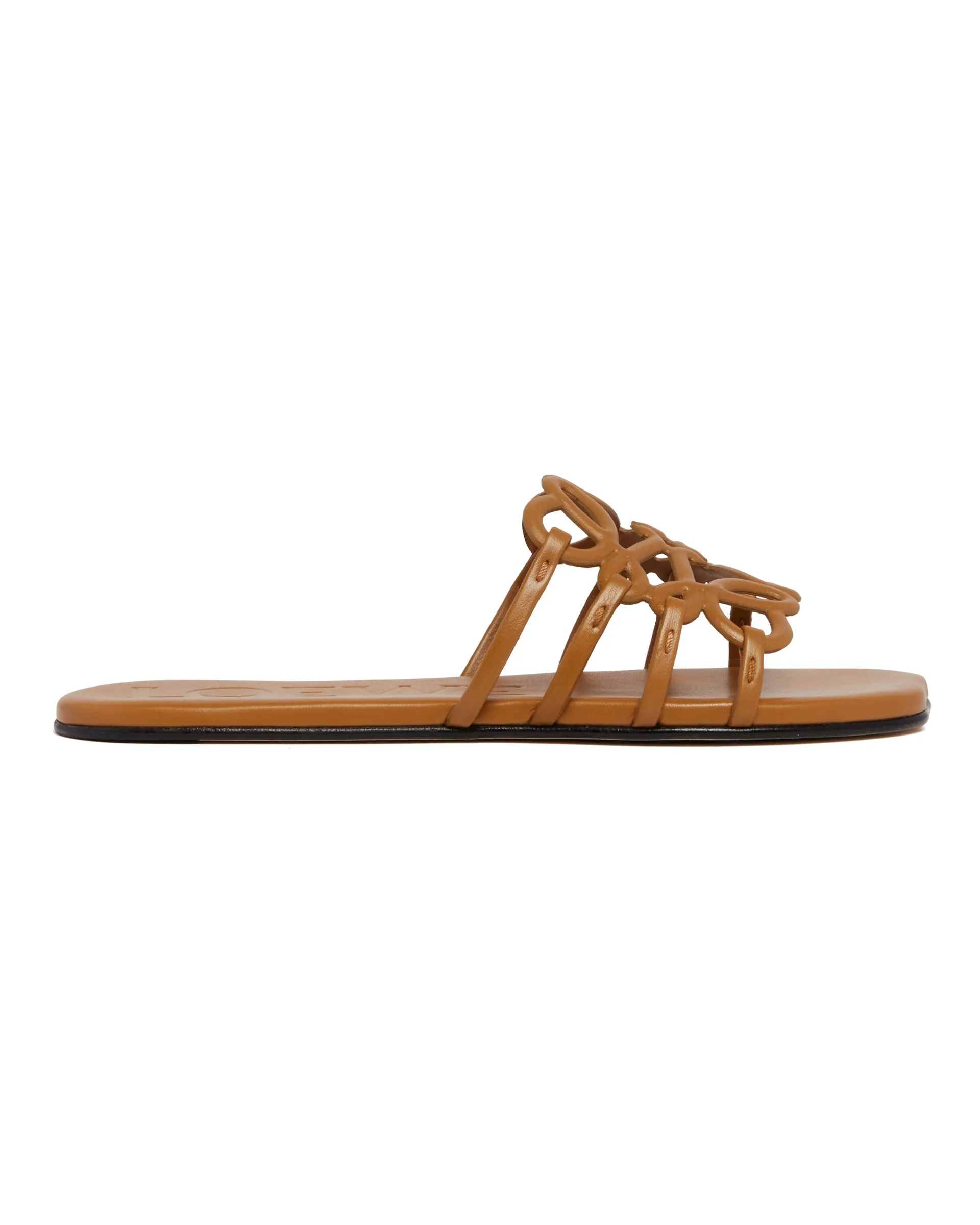 Beige Anagram Petal Leather Slides