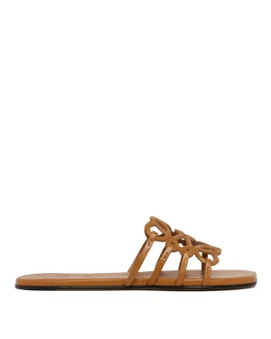 Beige Anagram Petal Leather Slides