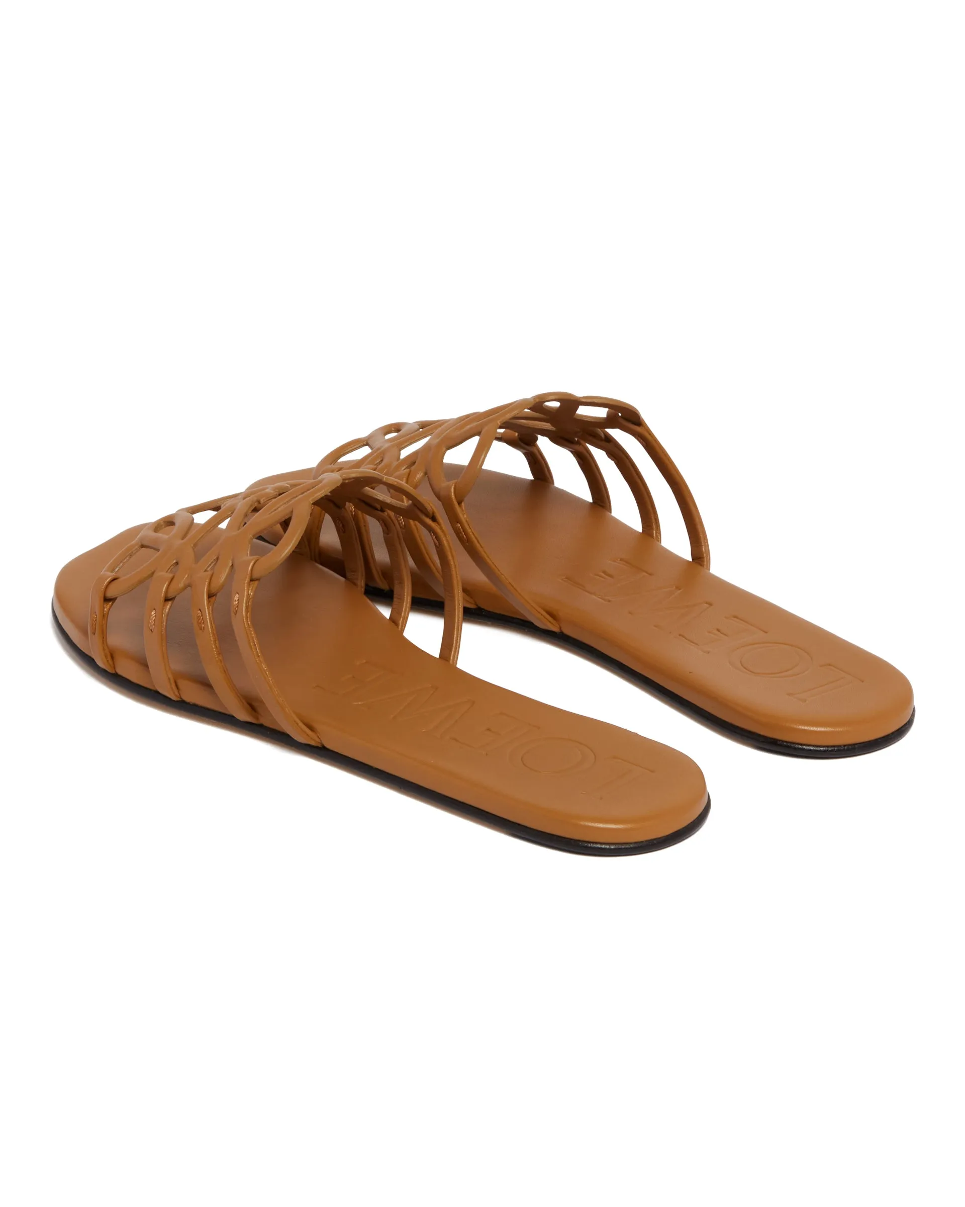 Beige Anagram Petal Leather Slides