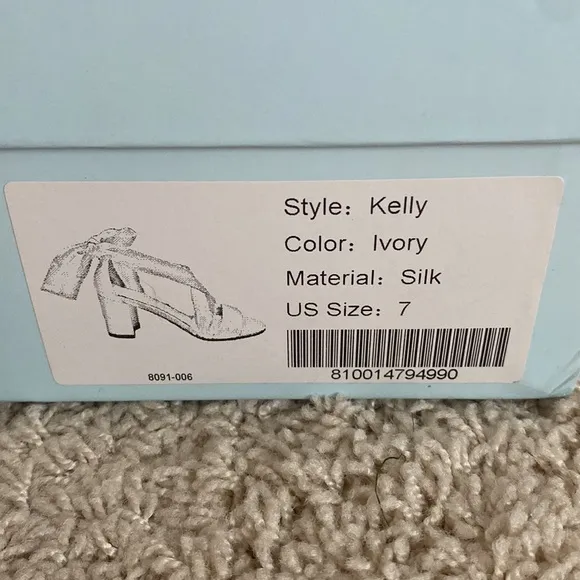 Bella Belle Open Toe Ivory Ribbon Block Heels