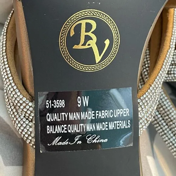Bella Vita Carmen Heeled Slip-On Sandals Metallic Bronze Suede Block Heel 9 Wide